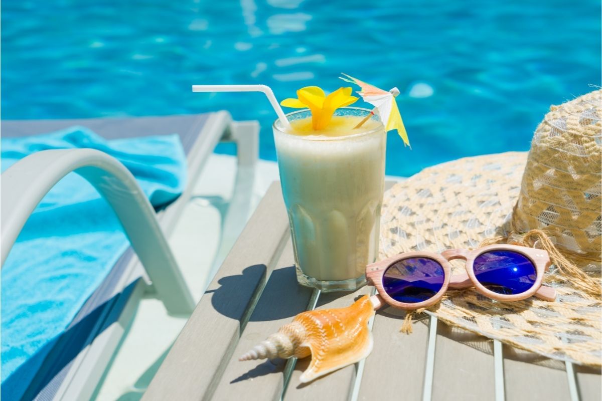 A sweet drink by the swimming pool