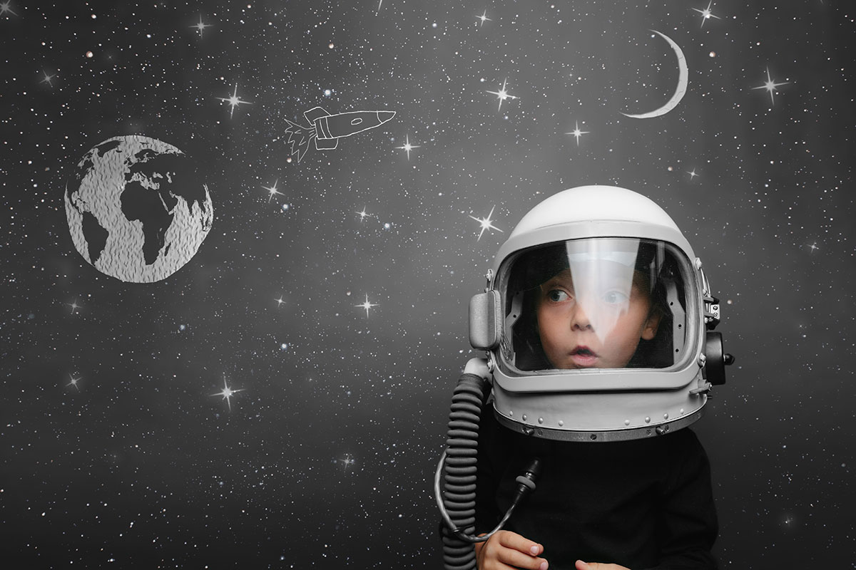 Child Wearing Space Helmet